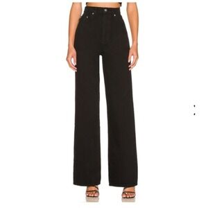Lovers and Friends Revolve Lennon Super High Rise Wide Leg Jeans Black Size 28